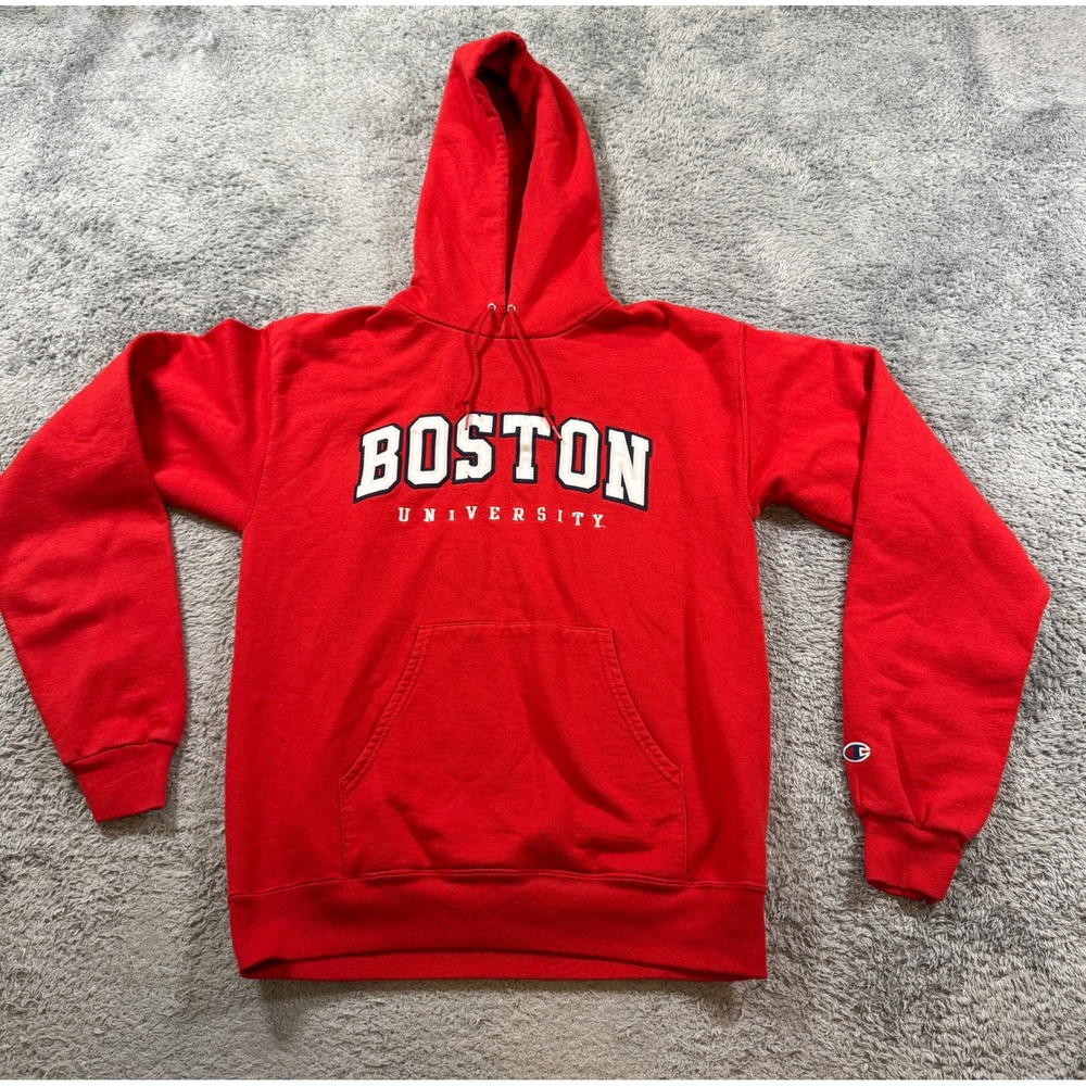 Champion Men Boston University Hoodie Size M Red Terriers Pullover Sweatshirt